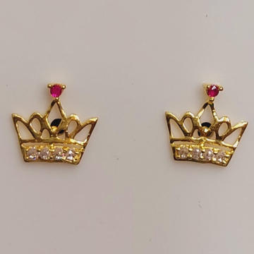 18k Gold Crown Design earrings by D.M. Jewellers